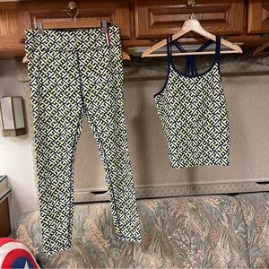Tommy Hilfiger Logo Geometric Sports Yoga Camisole Leggings Set L/XL